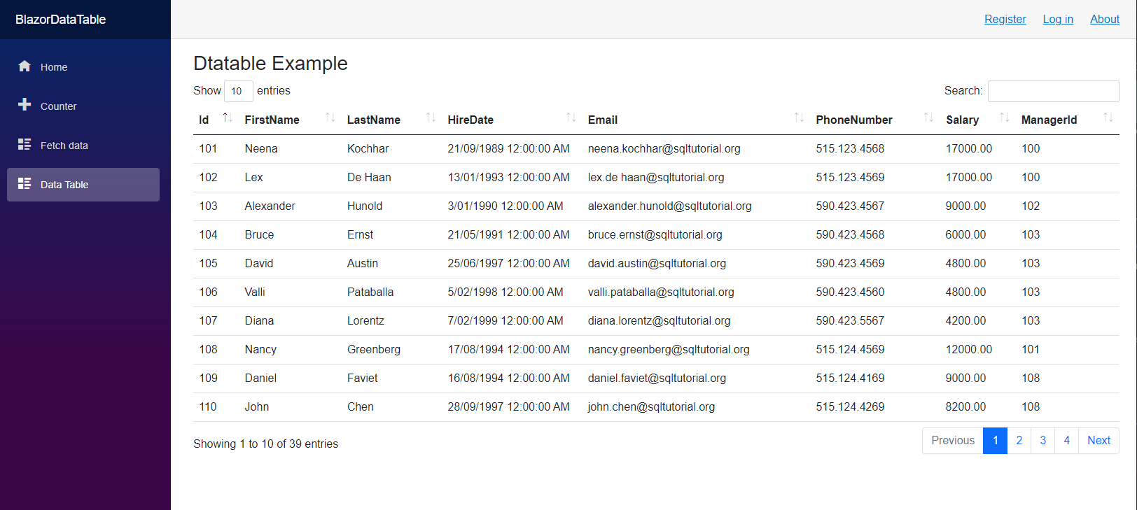 Table js. Net таблица